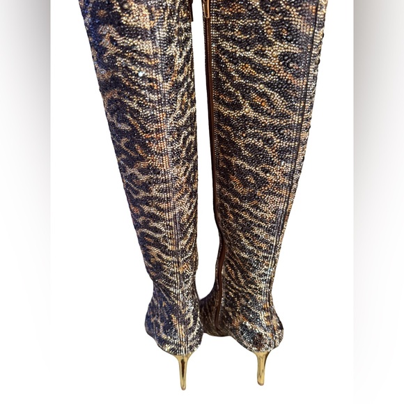 Betsey Johnson NWT Stunning Leopard Print Rhinestone Embellished Boots (SH278) - Picture 8 of 11